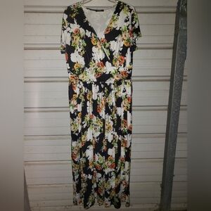 XXL Black White Long Maxi Dress Summer Women's Floral